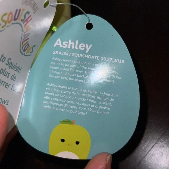 Squishmallows “Ashley” 8" Green Apple Plush Toy - 8 in - Picture 7 of 8